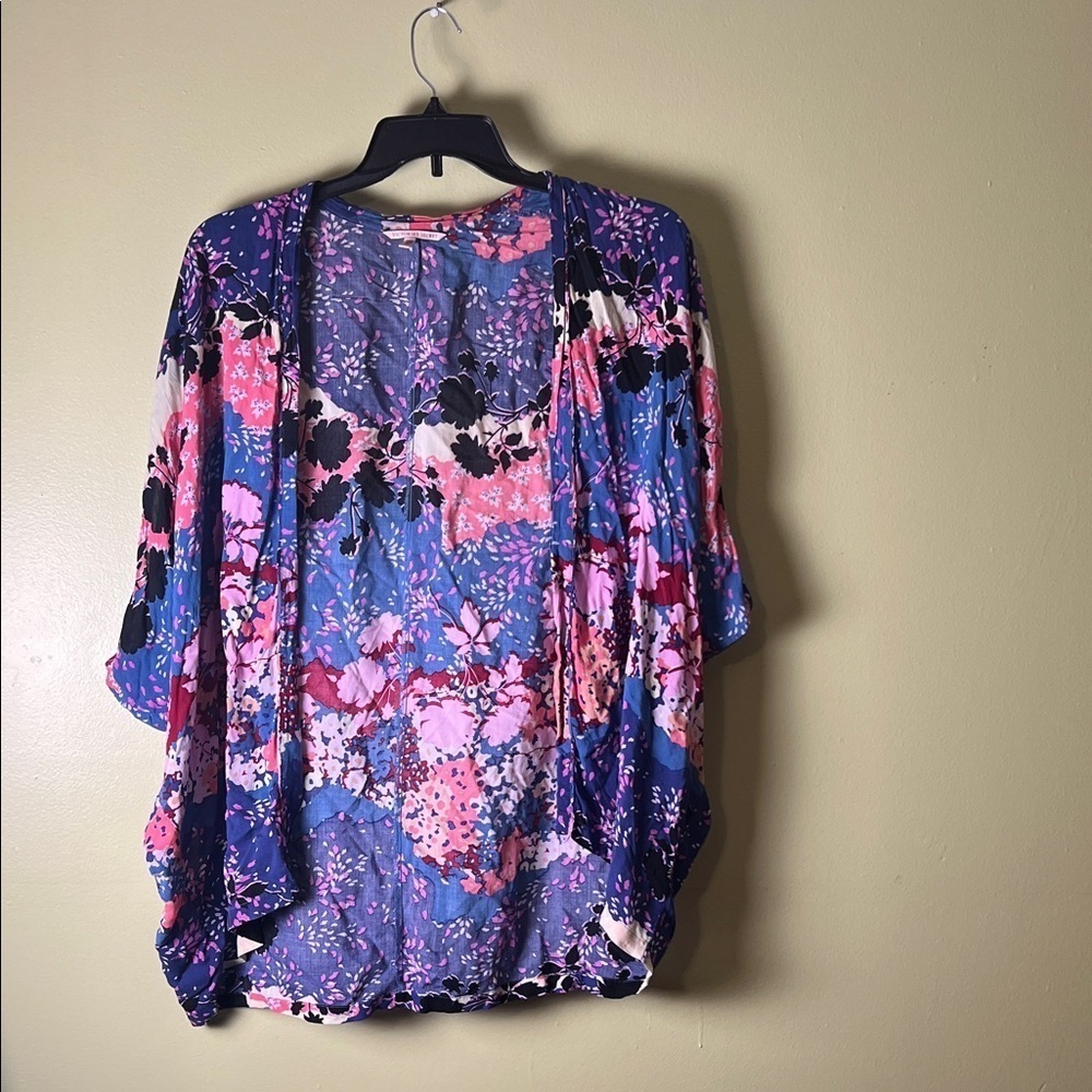 Victoria's Secret Floral Kimono Sleeve Blouse - Blue and Pink